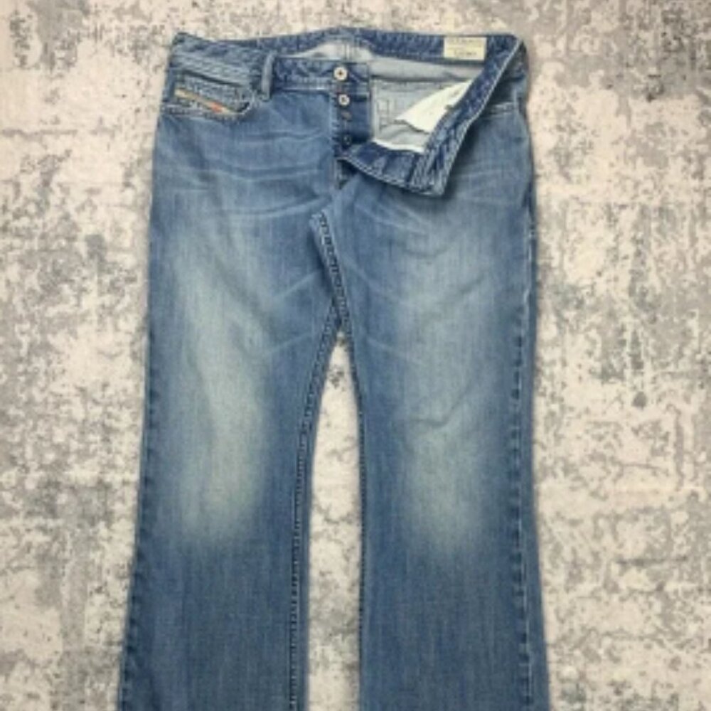 Diesel Jeans Mens 34x31 Blue Pants Zatiny Button Fly Bootcut Denim Tag 34x32